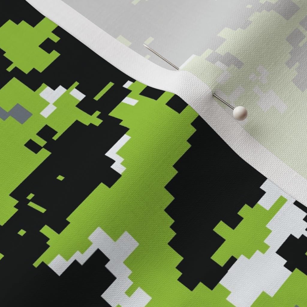 Spoonflower Fabric - Zombie Green Digital Camo Neon Printed on Petal Signature Cotton Fabric by The Yard - Sewing Quilting Apparel Crafts Decor