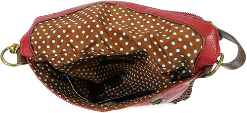 Miniatura 5 de Chala Encantador bolso cruzado de hombro con solapa con cremallera y llavero color borgoña