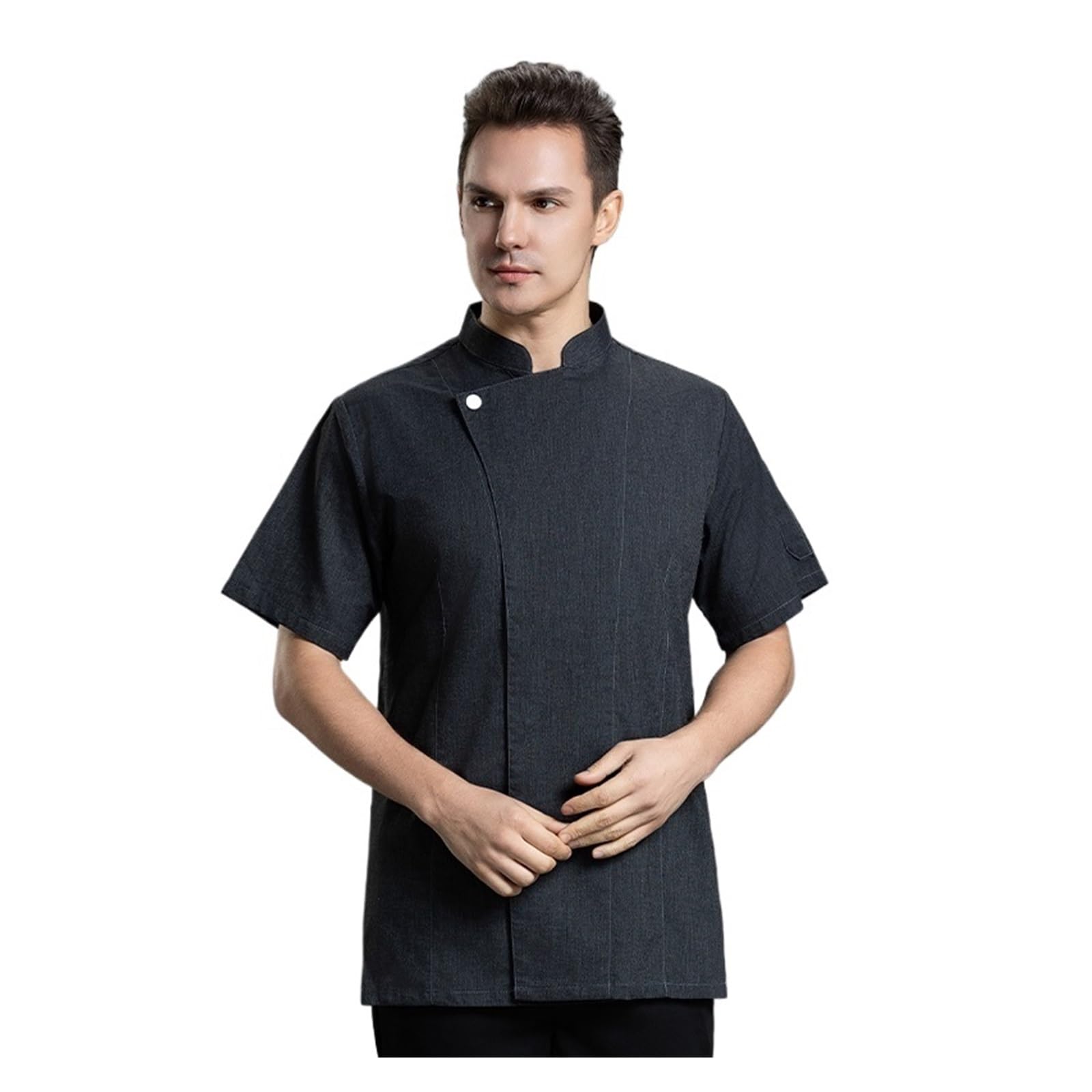 Chaqueta Cocina Hombre Camisas de chef for hombres, uniformes de chef, uniformes de cocina for mujeres, ropa de trabajo for camareros/camareras, chaquetas de cocinero for restaurantes(Black,4XL)