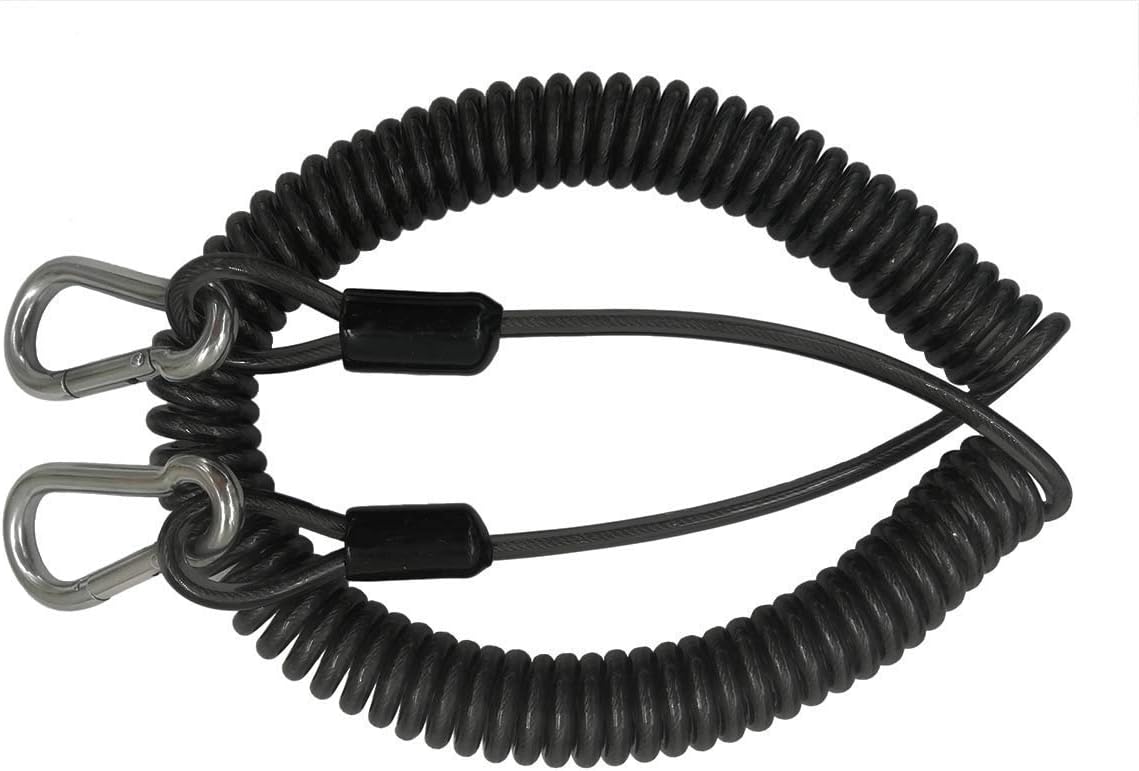 118inch Stainless Steel Inside Fishing Tool Coiled Lanyard Tether Protecting Rope for Deep Sea Fishing Rod/Reel Protecting