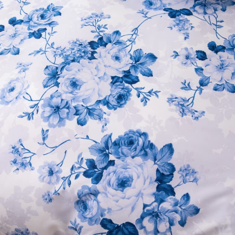 PRIME LINENS Duvet Cover Set 4 Pcs Brushed Microfibre Quilt Cover Bedding Set including Pillow Cases and Extra Fitted Sheet Included (Vintage Floral Blue - Image 2