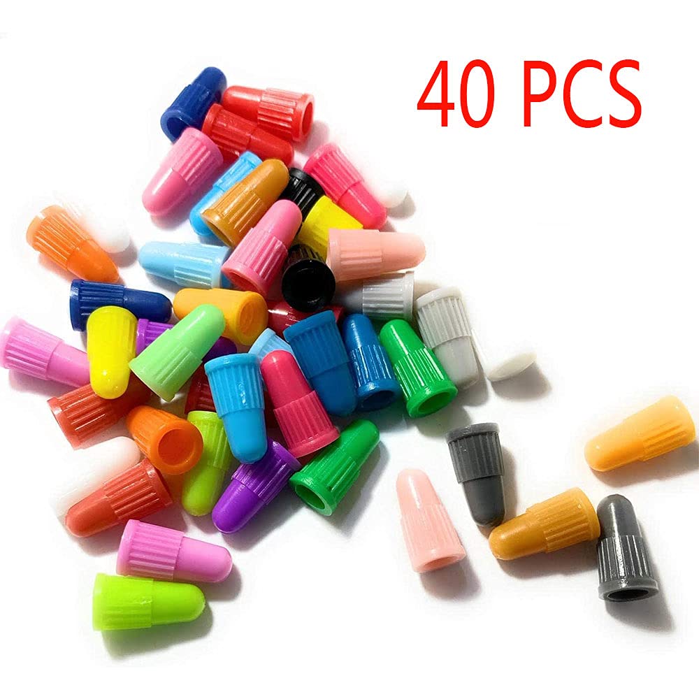 40 Pieces Bike Tire Valve Stem Caps French Bicycle Air Tire Caps Bike Plastic Valve Caps for Presta Valve Caps