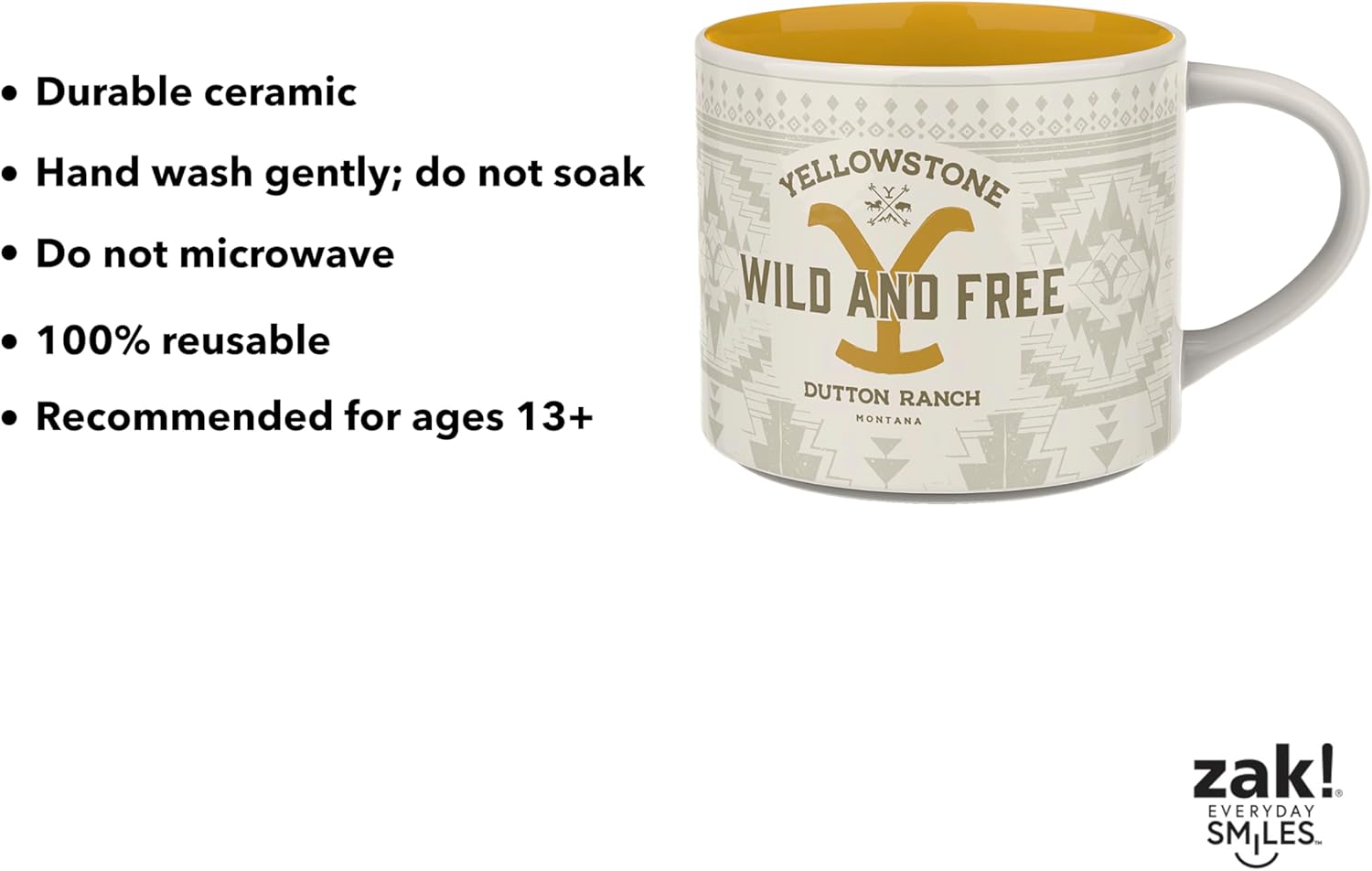 Zak Designs Yellowstone Ceramic Coffee Mug for Hot Drinks at Home, Collectible Keepsake (15 oz, Dutton Ranch) - Image 7
