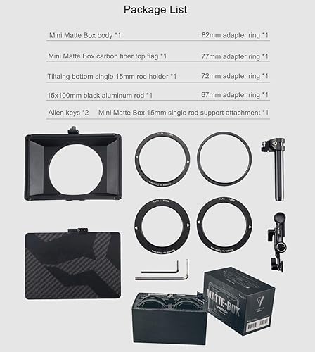 Miniatura 3 de Tilta Mini caja mate  Adaptador de varilla de 0.591 in y 4 adaptadores de lente  Ligero  Soporte de filtro  Bandera superior  Soporte de zapata fría