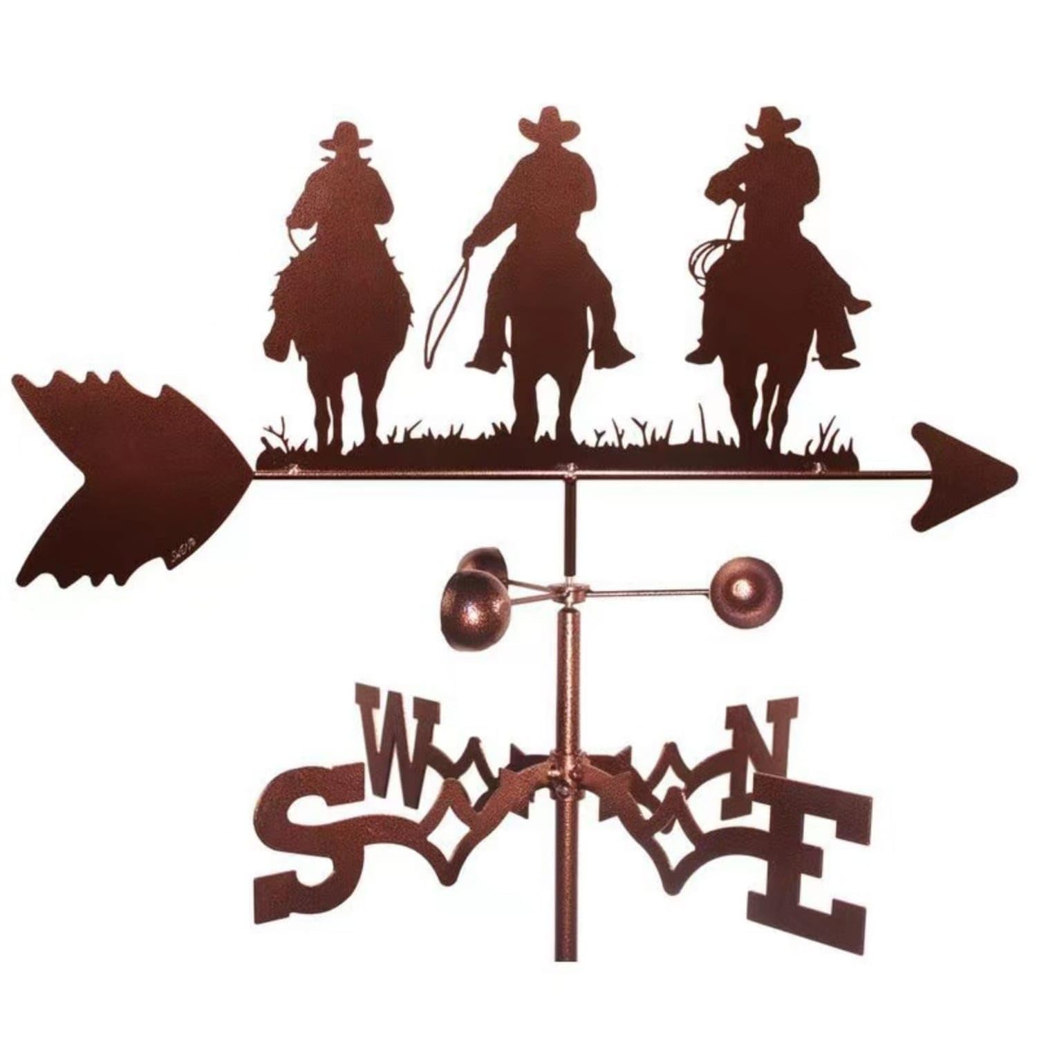 Spray Painted Finish Metal Weather Vane European Design Wind Direction Indicator Long-Lasting Garden Wind Vane Rustproof for Yard, Farmhouse, Shed, Three People-image-40