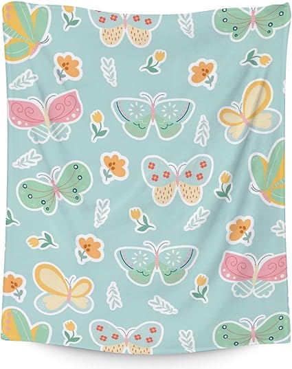 Butterfly Blanket Gifts - 40"x50" Cute Throw for Women, Girls - Green Soft Fuzzy Blankets for Couch & Sofa