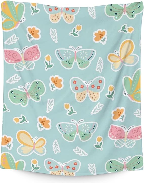Butterfly Blanket Gifts - 40"x50" Cute Throw for Women, Girls - Green Soft Fuzzy Blankets for Couch & Sofa