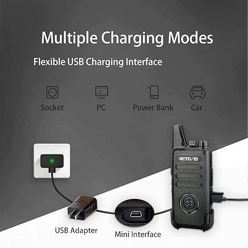 Miniatura 4 de Retevis RT22s Walkie Talkies de largo alcance (paquete de 10) paquete con mini walkie talkies RB67 para adultos (paquete de 4), walkie talkies manos