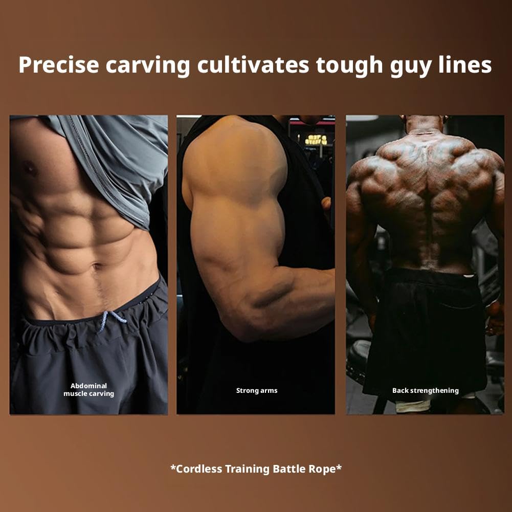 Cuerdas de batalla inalámbricas sin cuerda para gimnasio en casa, cuerdas de batalla de ejercicio portátiles, cuerda de entrenamiento pesada para entrenamiento HIIT, cardio y fuerza, equipos de