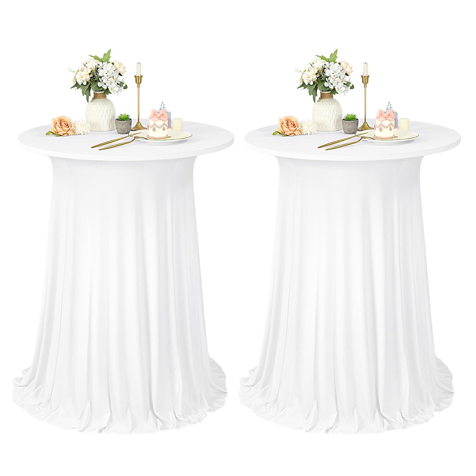 Nappe table haute blanche en polyester extensible de qualité supérieure pack de 2