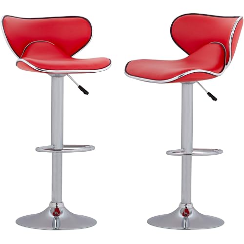 BestOffice Bar Stools Set of 2, Counter Height Adjustable Bar Stools with Back Bar Stool PU Leather Swivel Bar Stool Kitchen Counter Bar Stools Dining Chairs
