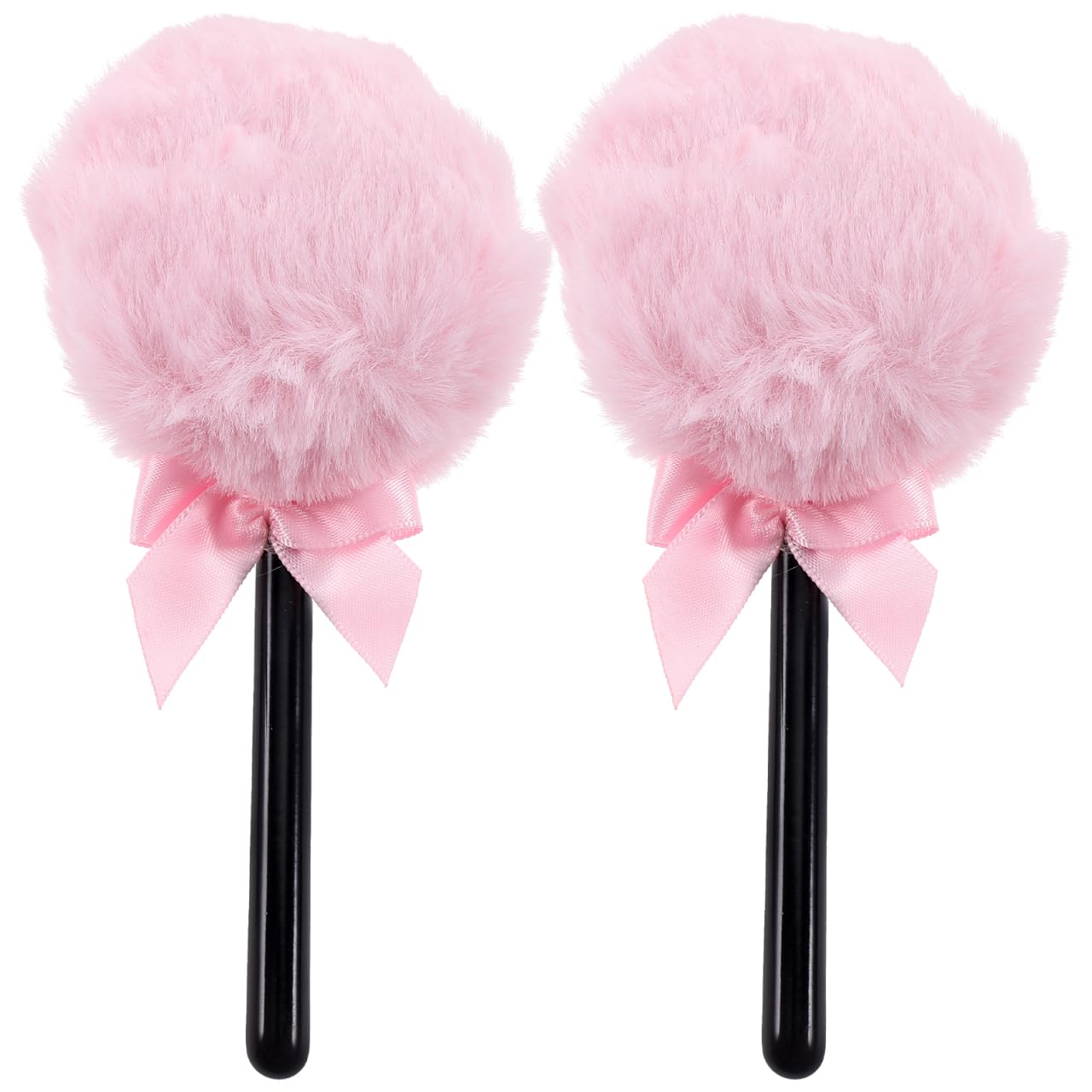 KALLORY 2pcs Lollipop Powder Puff Under Eyes Fluffy Loose Body Puffs Cosmetic Makeup Handle Tools and Large Face for Girls Mineral Soft Round Women Shape Cotton Corners