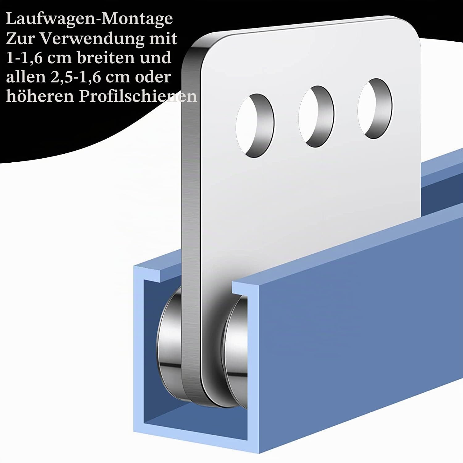 4 Stück 4-Rad-Trolley-Baugruppe, Geschweißte Kanalrolle für 1-5/8 Breite Strebenkanäle