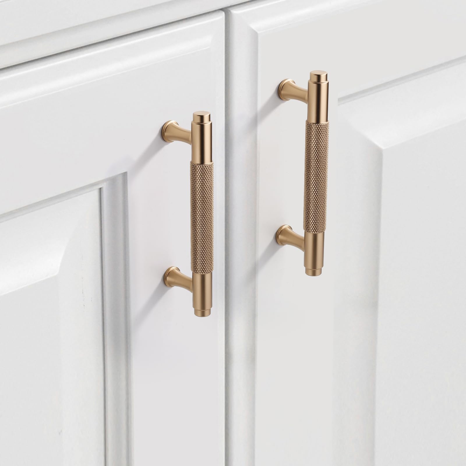 9BUILD Confezione da 10 maniglie zigrinate per armadietti, 9,5 cm, color bronzo champagne, maniglie per armadietti, maniglie da cucina per armadi, cassetti a T