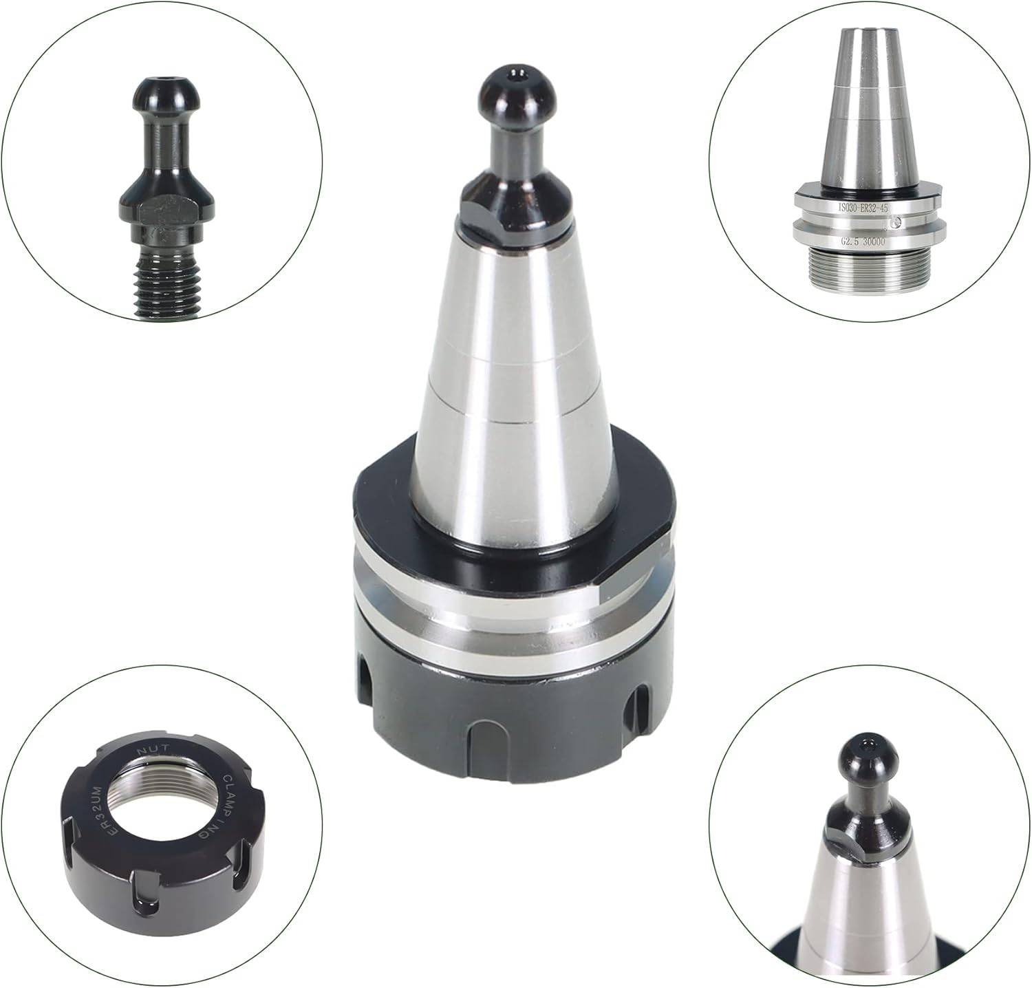 5Pcs ISO30 ER32-45L Chuck Tool Holder, G2.5 30000RPM CNC Tool Holder Balance Collet Chuck Fit for CNC Engraving Machine and Milling Lathe Tool