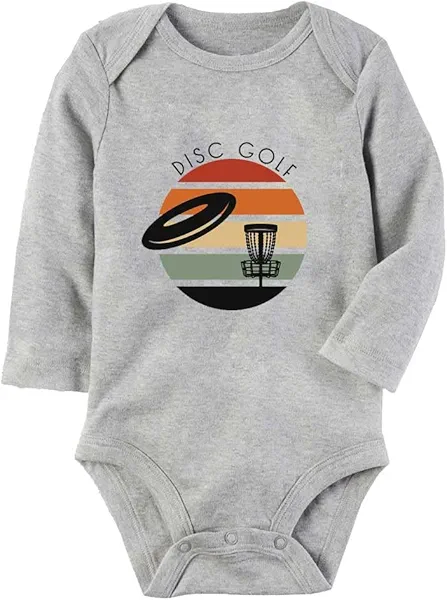 Disc Golf with Retro Sunset Baby Clothes Newborn Crawl Footie Outfits