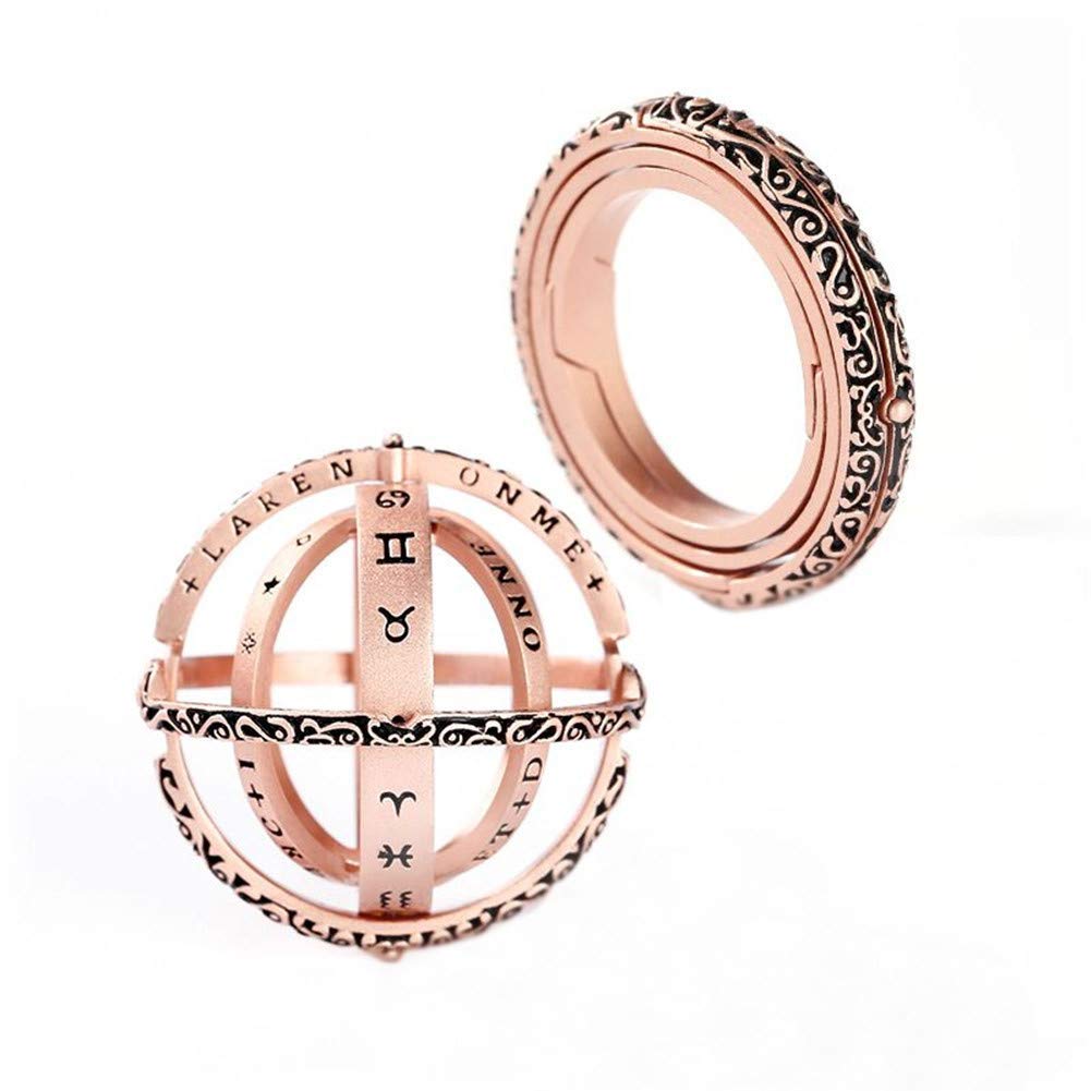 Jeulia Anillo de bola de esfera astronómica, para mujer, hombre, plegable, anillo de dedo cómico, cadena de plata de ley 925, collar para parejas, regalos de joyería (5-9.5 tamaños)