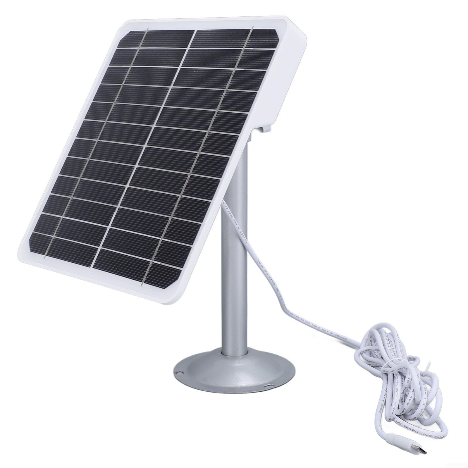 Caricatore per pannello solare, 20 W, 5 V, alimentatore fotovoltaico monocristallino, con staffa regolabile a 360°, impermeabile IP66, per telecamera di sicurezza esterna per USB/Type-C e per
