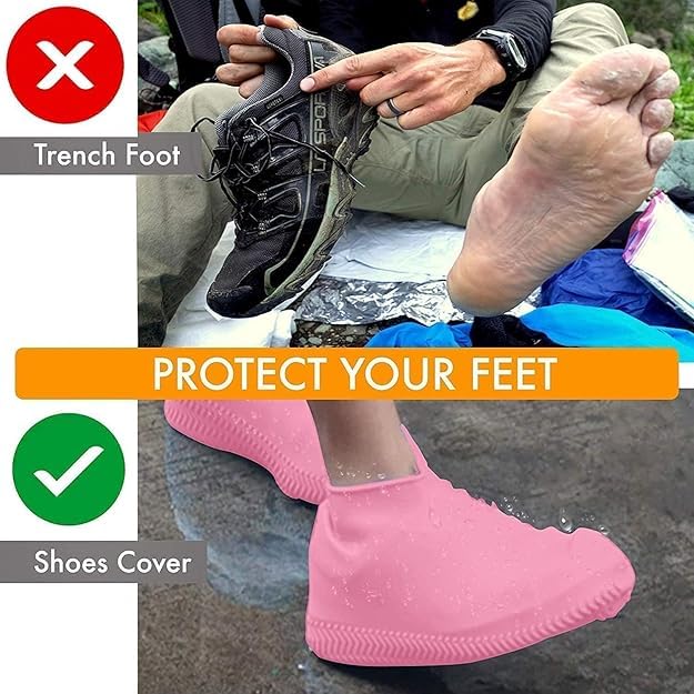 Image of 2 Set Water Proof Shoes Cover, Waterproof Shoe Cover for Trekking Travel, Rain Coat for Shoes, Rains Shoes Covers, Waterproof Silicone Shoe Cover with Non Slip Grip,Foldable Reusable Rain Protection