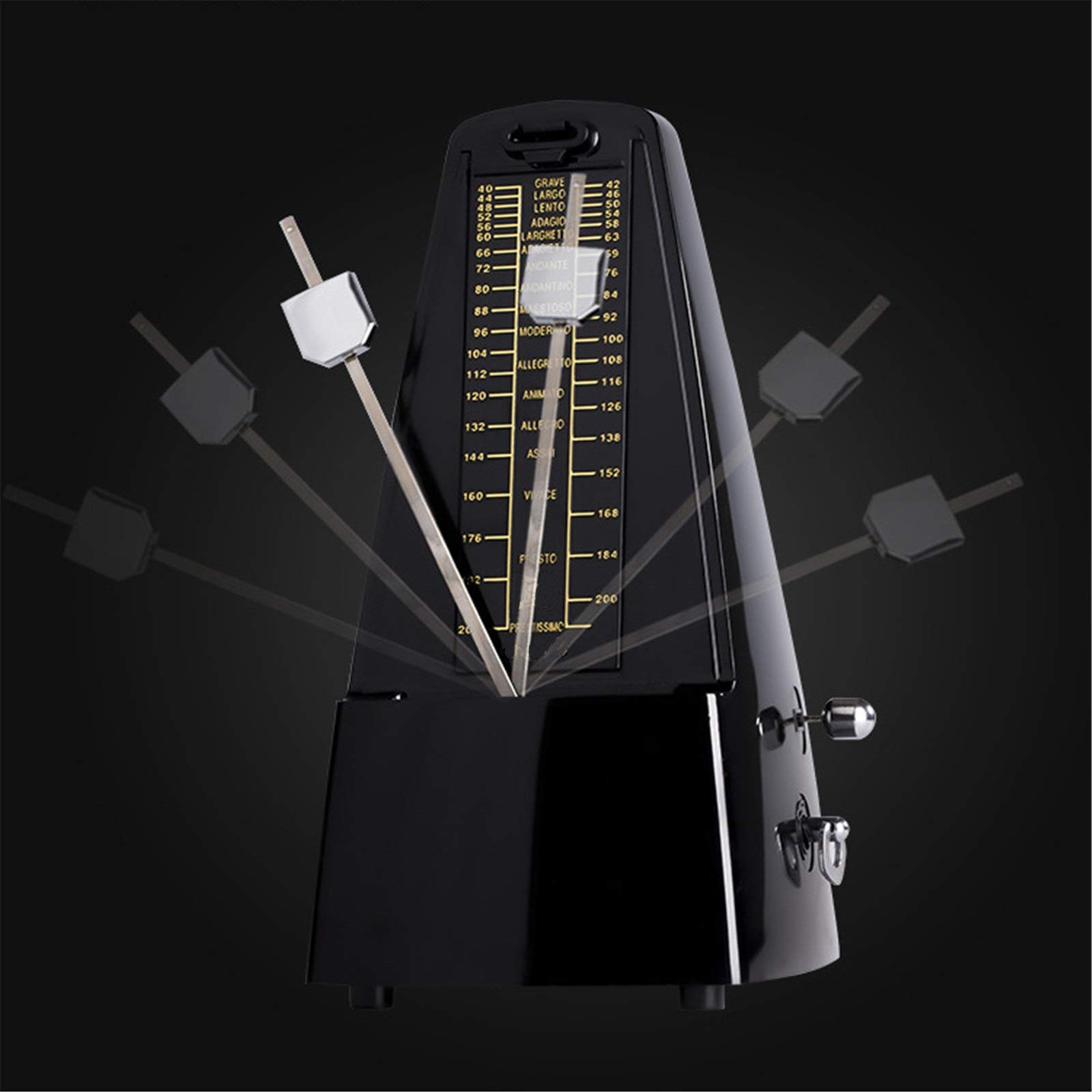 Mechanisches Metronom, traditionelles mechanisches Metronom zum Aufziehen, für Klavier, Gitarre, Basstrommel, Violine und Spielinstrumente (Farbe: Schwarz)