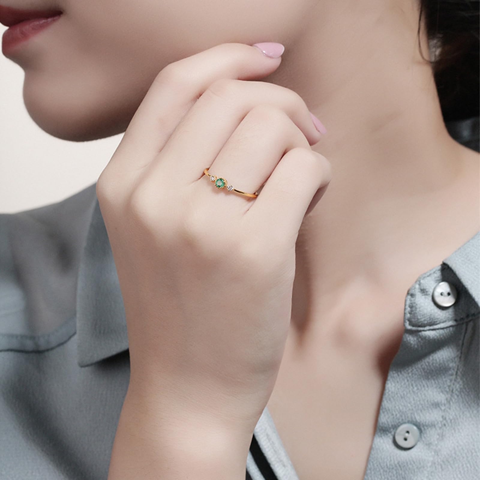 Anillos para mujer con esmeralda, oro amarillo, anillos de compromiso, anillos de boda de oro auténtico, alianzas para mujeres