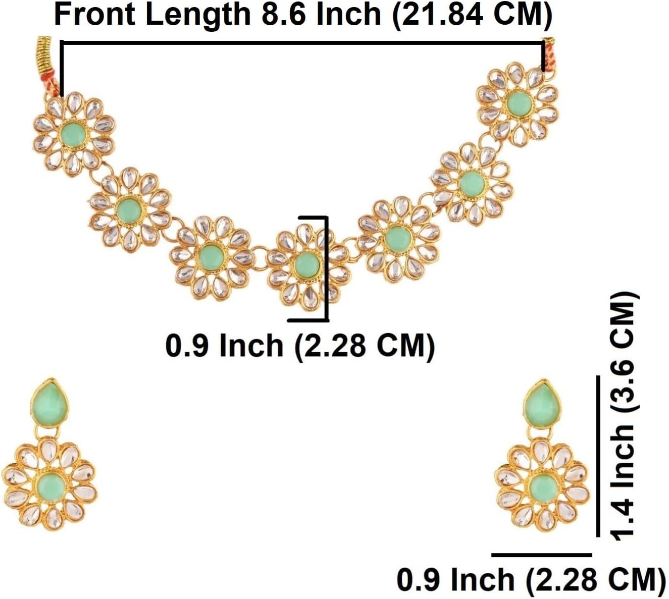 Efulgenz Kundan Choker Set Indian Jewelry Sets for Women Crystal Kundan Floral Choker Necklace Earrings Bollywood Wedding Bridal Set Jewellery - Image 4
