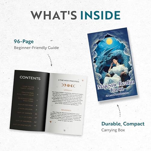 Miniatura 4 de CRAFTERIAN Majestic Realm Tarot Tarot, baraja de 78 cartas con bordes de aluminio, cartas de tarot originales para principiantes y expertos con