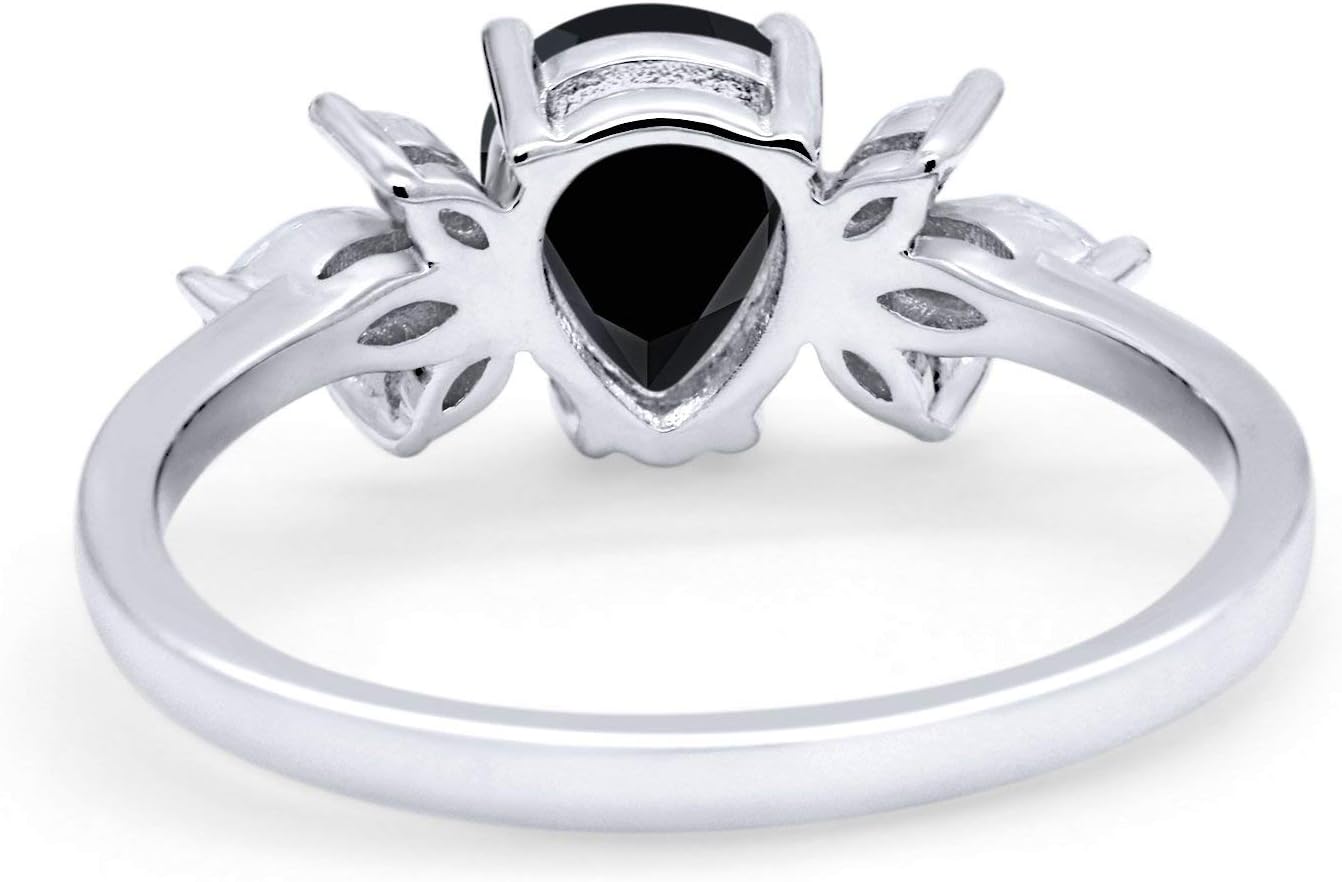 Blue Apple Co. Teardrop Pear Wedding Engagement Bridal Ring Marquise Simulated Cubic Zirconia 925 Sterling Silver