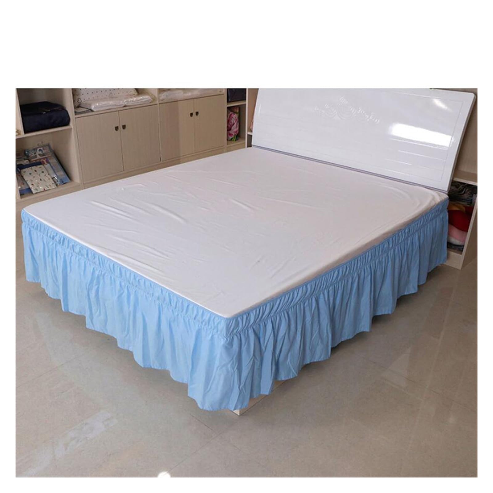 YMYGCC Bed Valance Skirt Home Bedding Bed Skirt Elastic Bedsheet Bed Skirt Bed Cover without Surface Couvre Hotel Bed Cover Bed Protector 971 (Color : Blue, Size : 150x200x40cm)