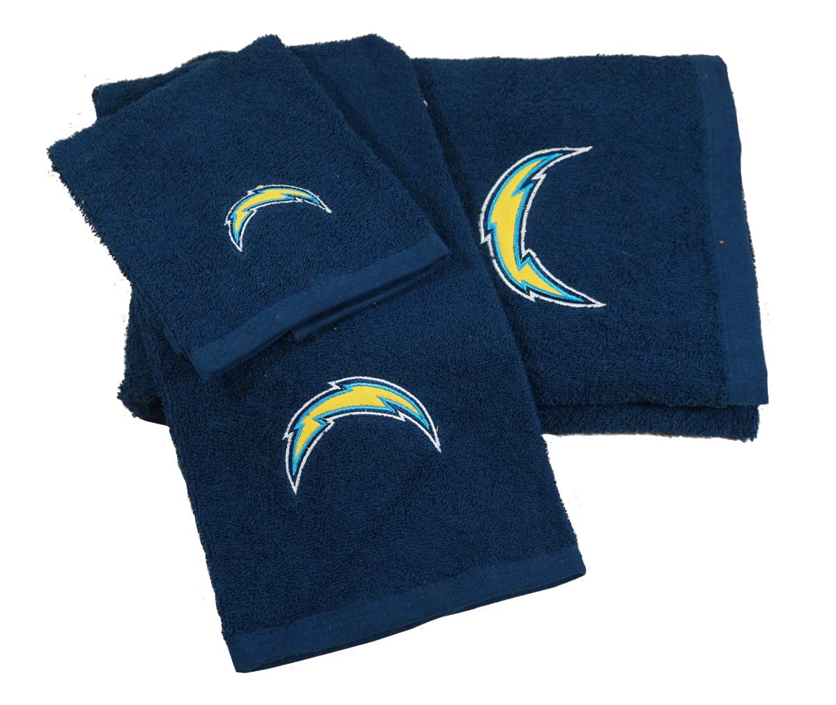 Northwest Los Angeles LA Chargers 3 PC Embroidered Towel Set - Includes Bath Towel, Hand Towel & Washcloth
