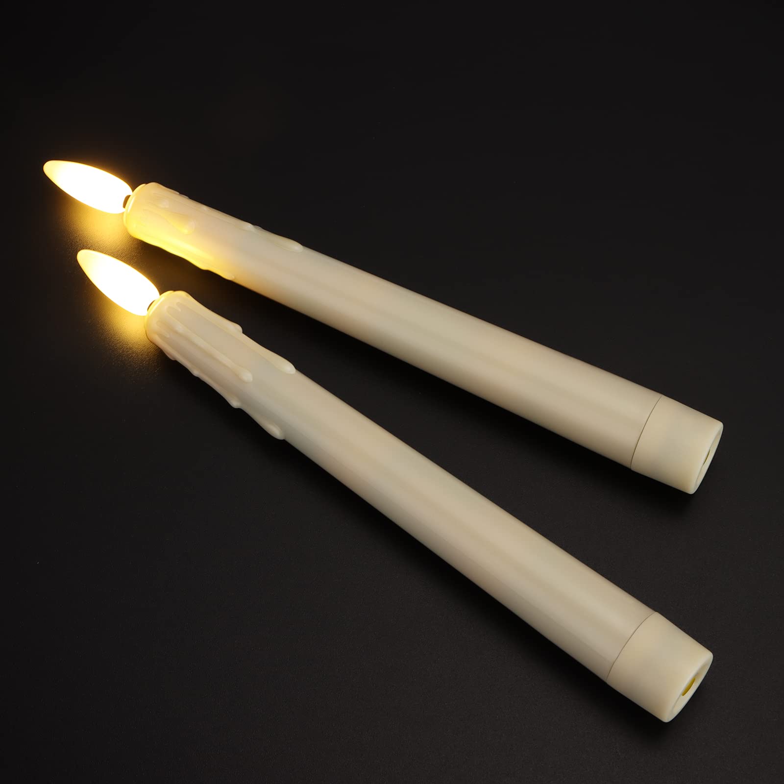 FREEPOWER 6 Candele LED Lunghe con Telecomando Timer Fiamma Tremolante, Funzionamento Batteria, Luce Bianca Calda, Dimmerabili, Decorazione per Natale Feste Famiglia, 2 x 21cm