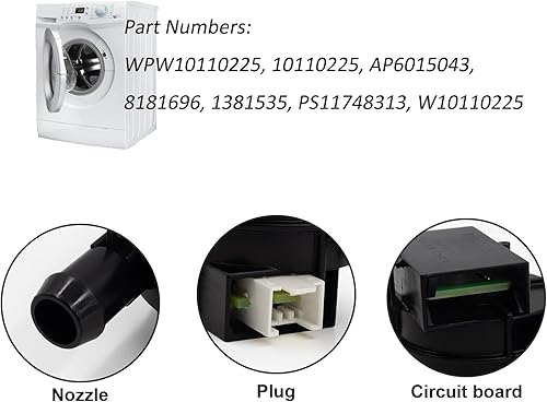 Miniatura 2 de WPW10110225 - Medidor de flujo de entrada de repuesto para W10110225, PS11748313, AP4310720, EA1490923, 8181696, 1381535 compatible con lavadora