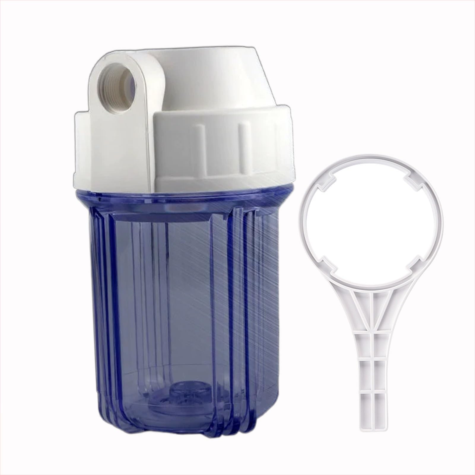 Boîtier filtre à eau toute la maison 5x4,5 pouces transparent avec orifices 1/4