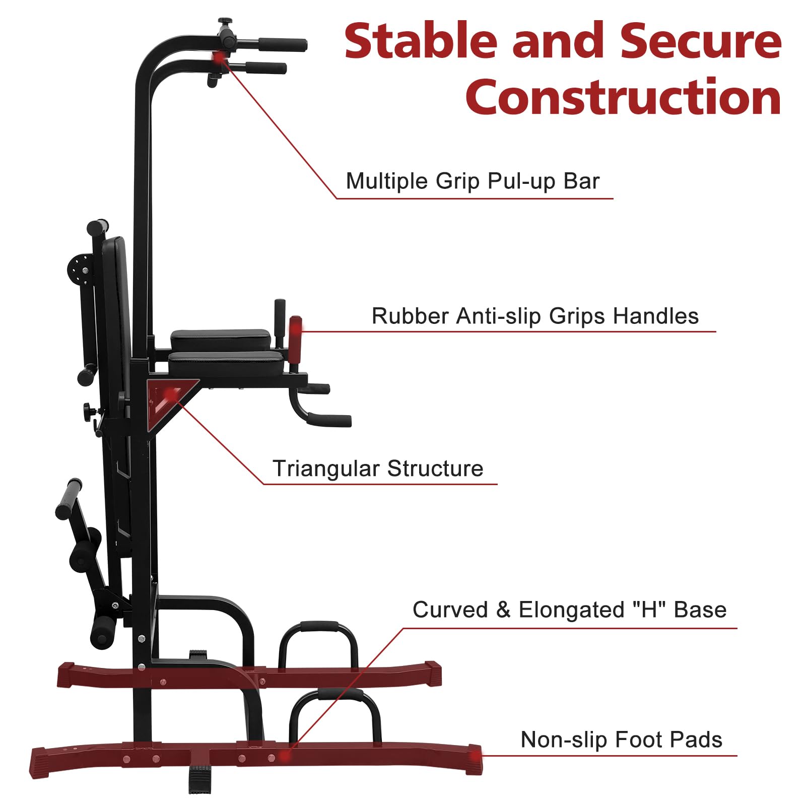 Generisch Klimmzugstange höhenverstellbar 154-207cm, 3in1 Multifunktions Kraftstation mit Trainingsbank & Hocker, Stabiler Krafttrainingsgerät für Ganzkörpertraining Zuhause
