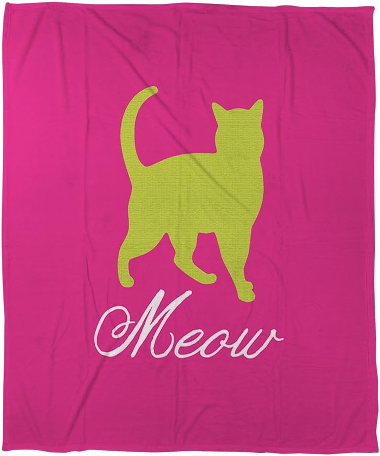 Manual Woodworkers & Weavers Coral Fleece Throw, 60 by 80-Inch, Meow