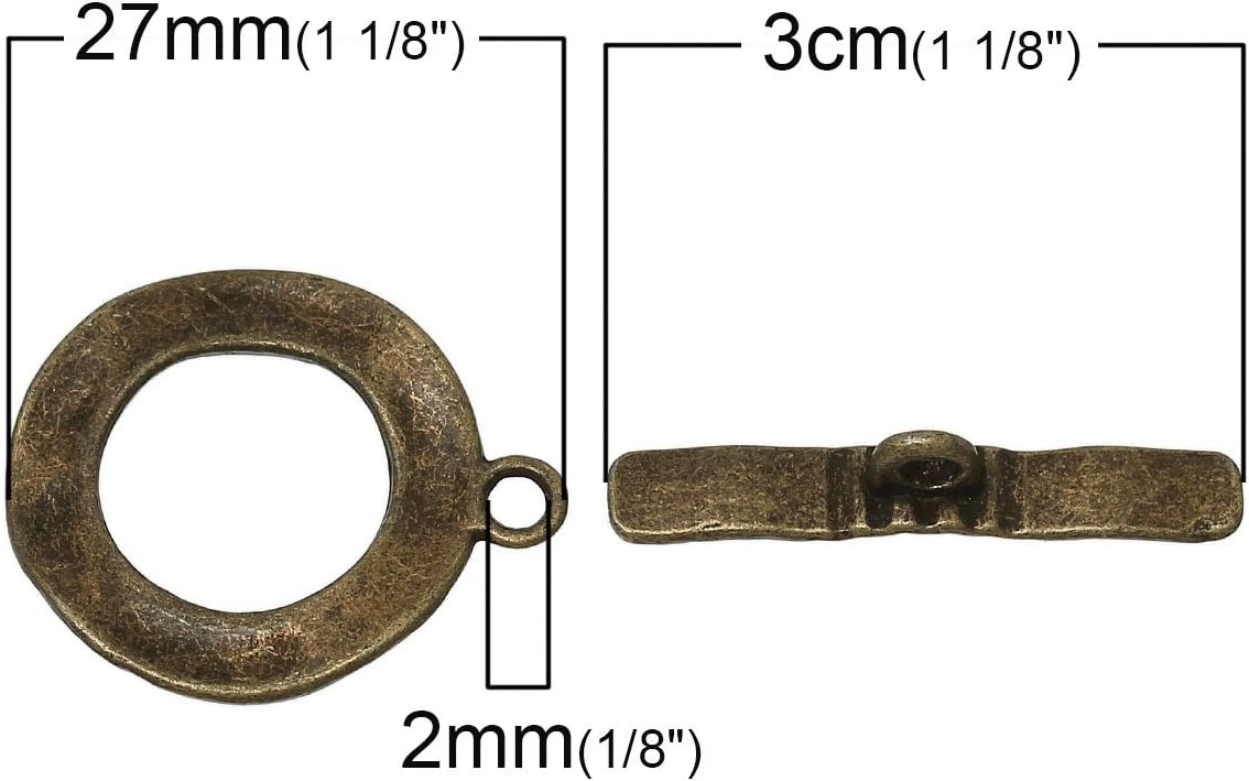 28 Sets Bronze Tone Antiqued Round Hammered Bracelet Toggle Clasps - Findings, DIY Crafts, Jewelry Making - Image 4