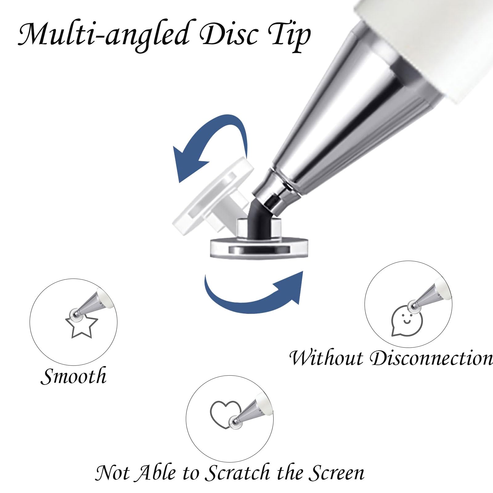 Disc Tablet Pen 2 in 1Tablet Pen per tutti i tablet con tappo magnetico, pennino capacitivo capacitivo compatibile con iPhone, iPad, Samsung, Chromebook, ecc. Bianco