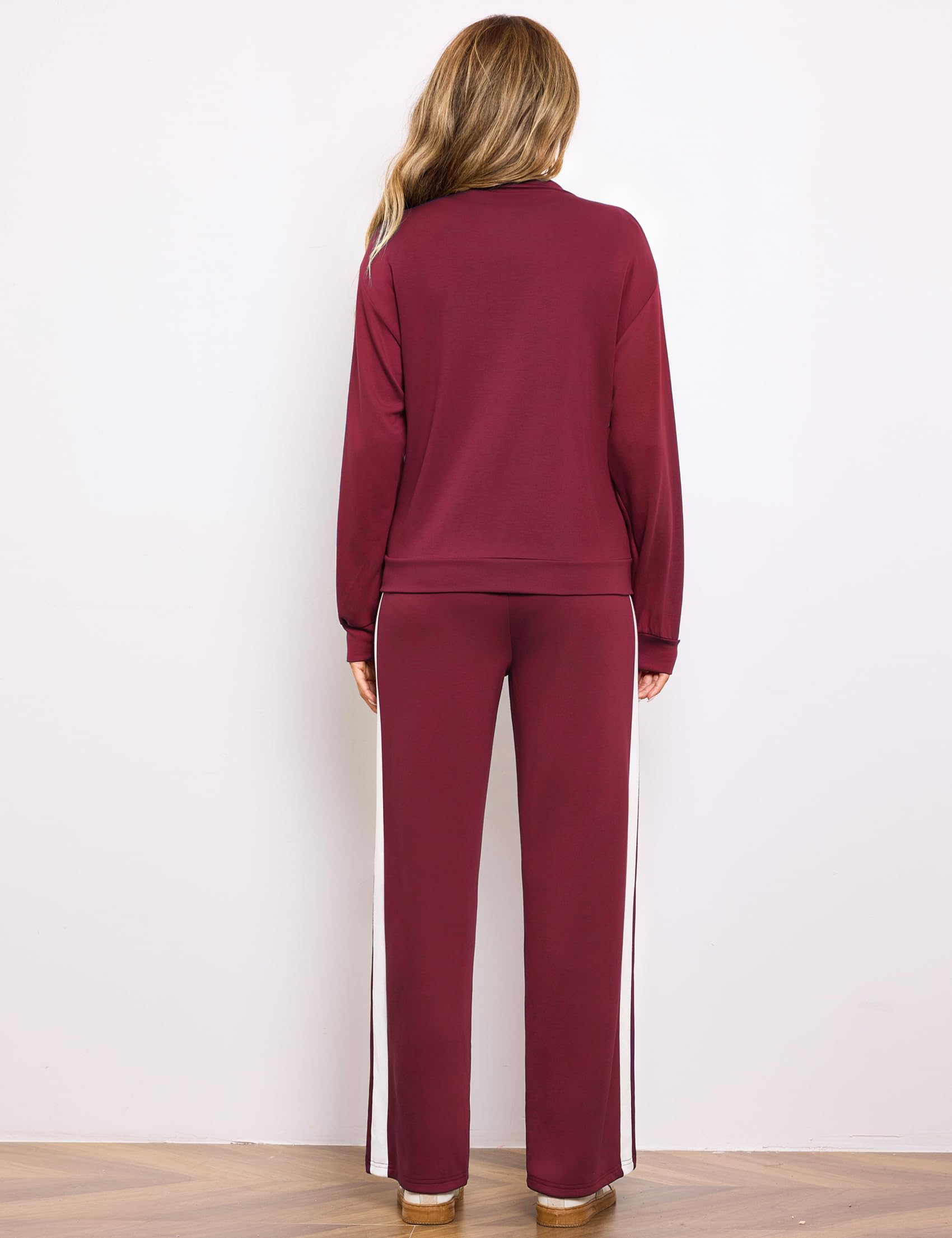 Terecey Tuta Donna Sportiva Elegante Completa Tute Maniche Lunghe Colore Contrasto Linea Autunno Invernale Sportivi Abbigliamento Jogging Yoga Training Fitness Casa Set S-XXL