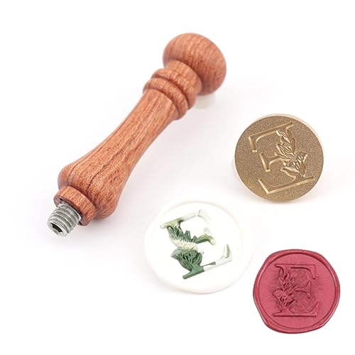 Miniatura 2 de ONWINPOR - Sello de cera del alfabeto, sello de cera de hojas de eucalipto, sello botánico de letra E para invitación de fiesta de boda, envoltura