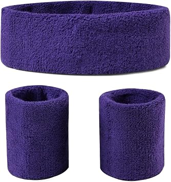 Sweatbands Headband/Wristband Set for Working Out,80s Costume Party