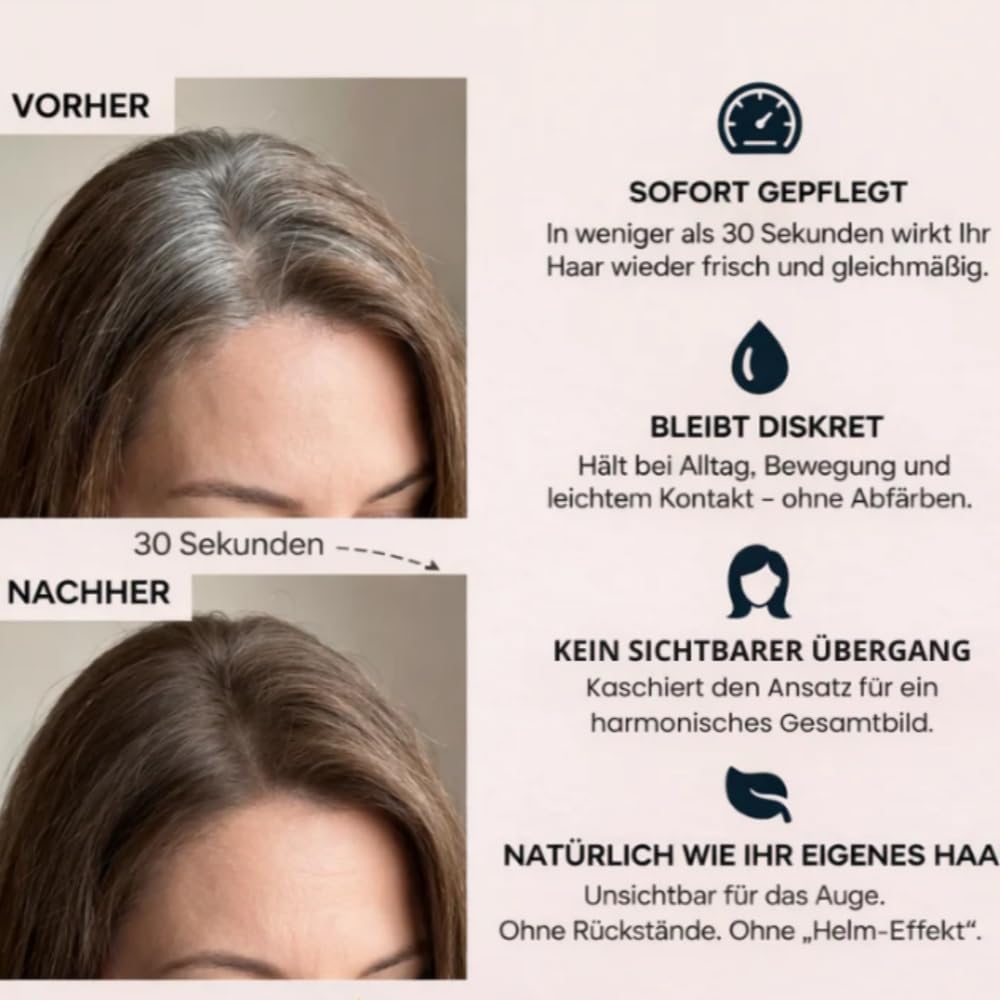 Avellio - Sofort Ansatz- &Grauhaar-Abdeckung,Haarpuder für Frauen und Männer mit Spiegel & Schwamm,Langanhaltend,Haaransatz Ausbessern & Haarausfall Abdecken