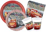 Ciao Y4323 Disney Cars 3 for 8 People (44 pcs Ø23cm, 8 Plates Ø20cm, 8 Cups 200ml, 20 Napkins) Party Tableware Set, Red, Grey