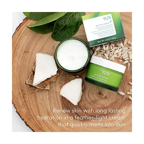 YUNI Beauty Facial Moisturizer & Skin Firming Lotion (2oz) Active Calm Face & Neck Firming Cream - Intense, Deep Hydration for Dry Skin - Natural Skin Care, Vegan, Paraben-Free, Cruelty-Free