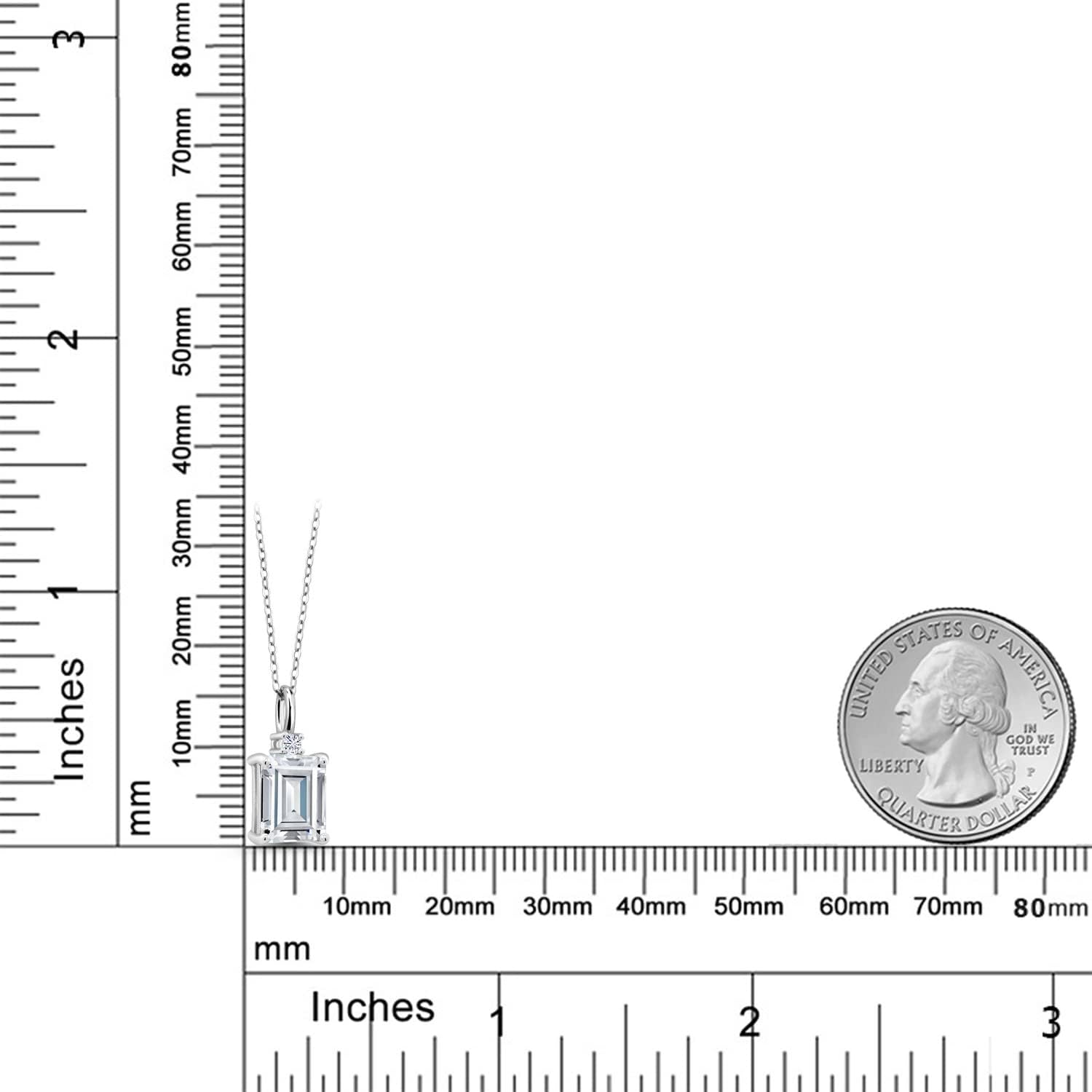 Gem Stone King 2.56 Cttw White Moissanite Pendant Necklace For Women | 925 Sterling Silver | Gemstone Birthstone | Emerald Cut 9X7MM | With 18 Inch Silver Chain - Image 3