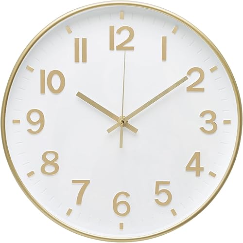 Miniatura 14 de Reloj de pared bakbrand de 12 pulgadas, negro, moderno, simple, de cuarzo, decorativo, silencioso, sin tictac, funciona con pilas, reloj redondo