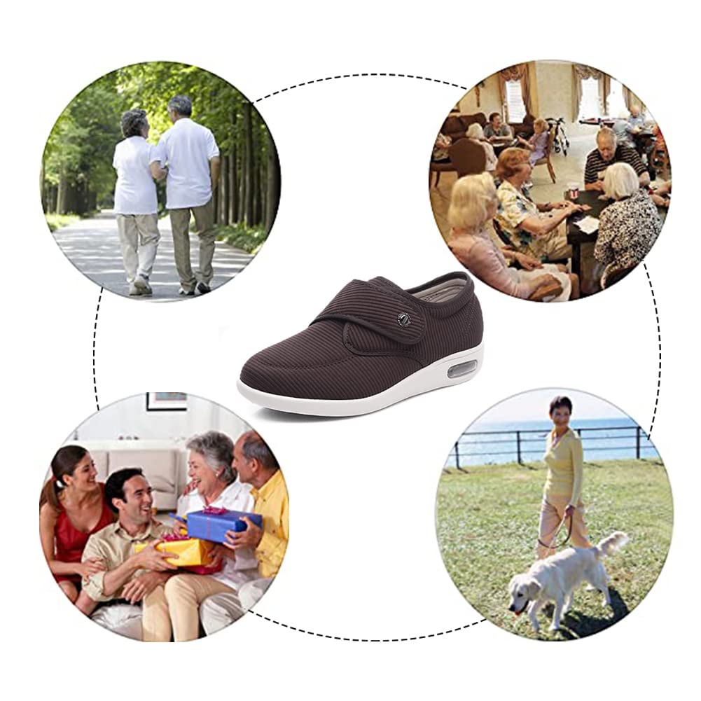 Zapatos para Diabéticos Mujer Ajustable Edema Zapatos para Hinchados Antideslizantes Transpirable Zapatos para Caminar con Artritis Zapatillas de Fascitis Plantar,Negro,39 EU