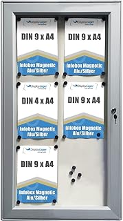 DisplayLager - Magnetischer Schaukasten 6xA4 m. Verschluss, für Whiteboard Marker geeignet, inkl. Magnete, Aufhängeprofil, Befestigungsmaterial, Schlüsselsatz