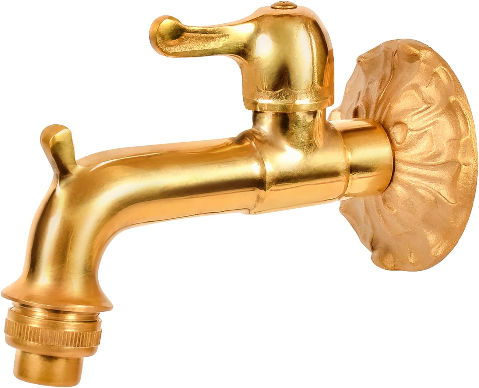 VARIOSAN Nostalgic outlet valve 11275, 1/2 inch, polished brass, long wall distance, solid wall rosette