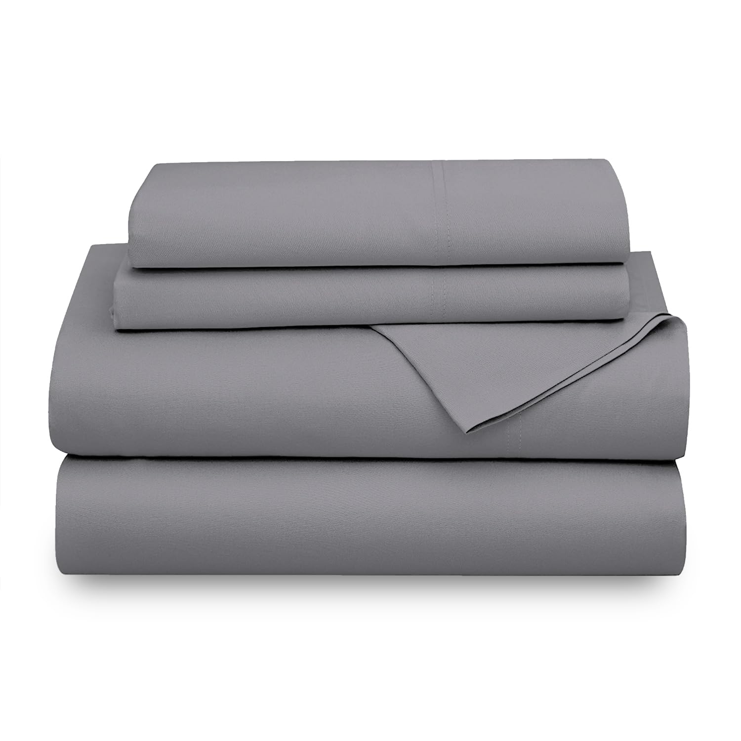 Color Sense Hotel Luxury Cotton Blend Silver Sheet Set Queen Size, 1200 Thread Count Ultra Soft Sateen 4pcs Sheet Set, Moisture Wicking & Wrinkle Resistant, Easy Care Fall Bedding Set