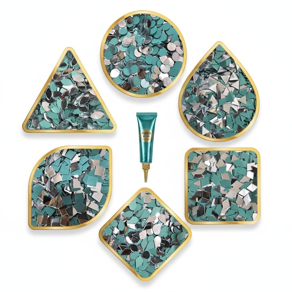 Glass Mirror for Craft Work(Pack of 1200 Mirrors),Lippan Art Materials Kit Mirrors,Decorative Small Pieces for DIY Crafts Works,Round,Diamond,Square,Triangular,Framed,Clear,Wall Mount-picture-16
